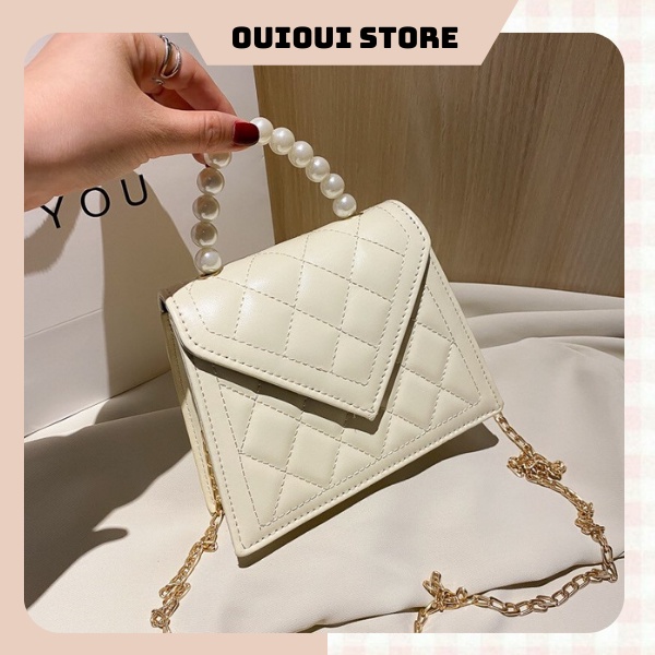 Túi xách nữ đẹp đeo chéo đeo vai thời trang quai ngọc nhân tạo phong cách hàn quốc OUI STORE