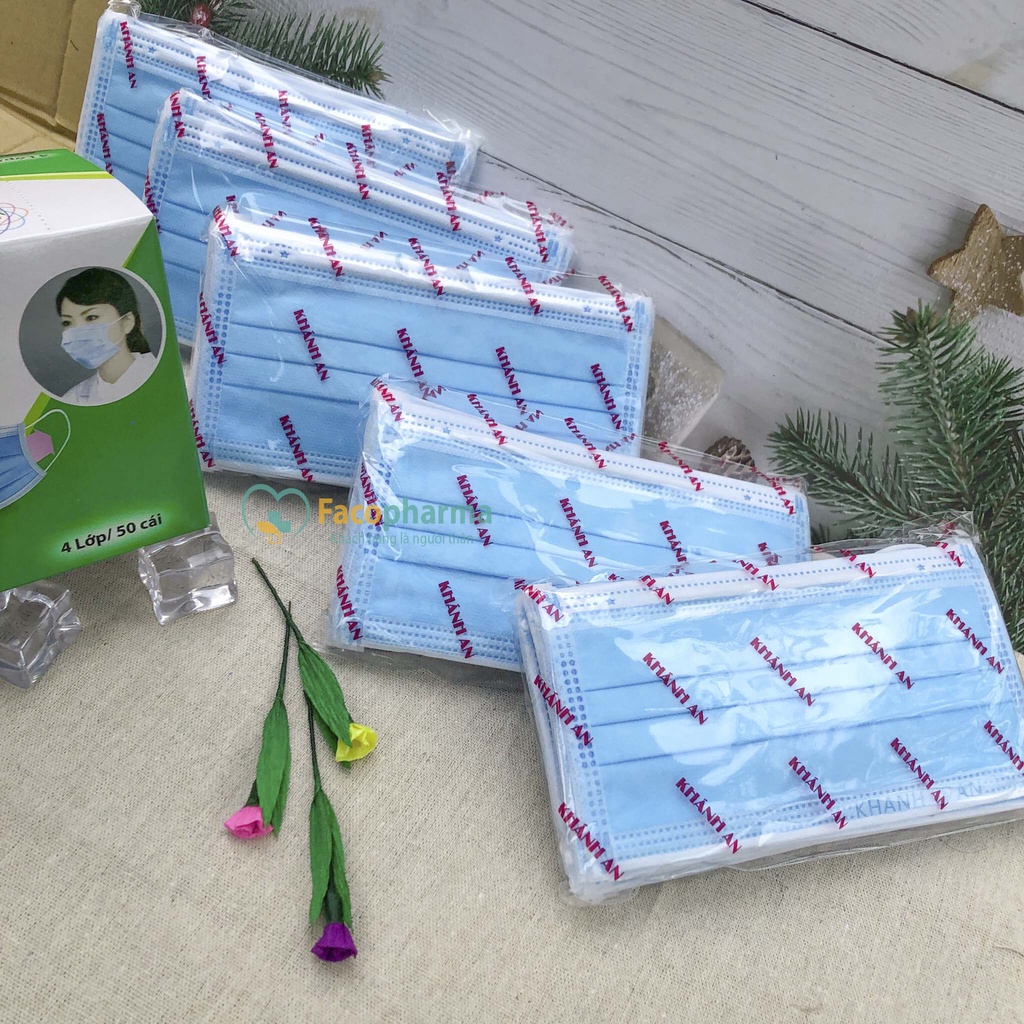 Khẩu trang y tế 4 lớp kháng khuẩn cao cấp Hộp 50 cái Khánh An