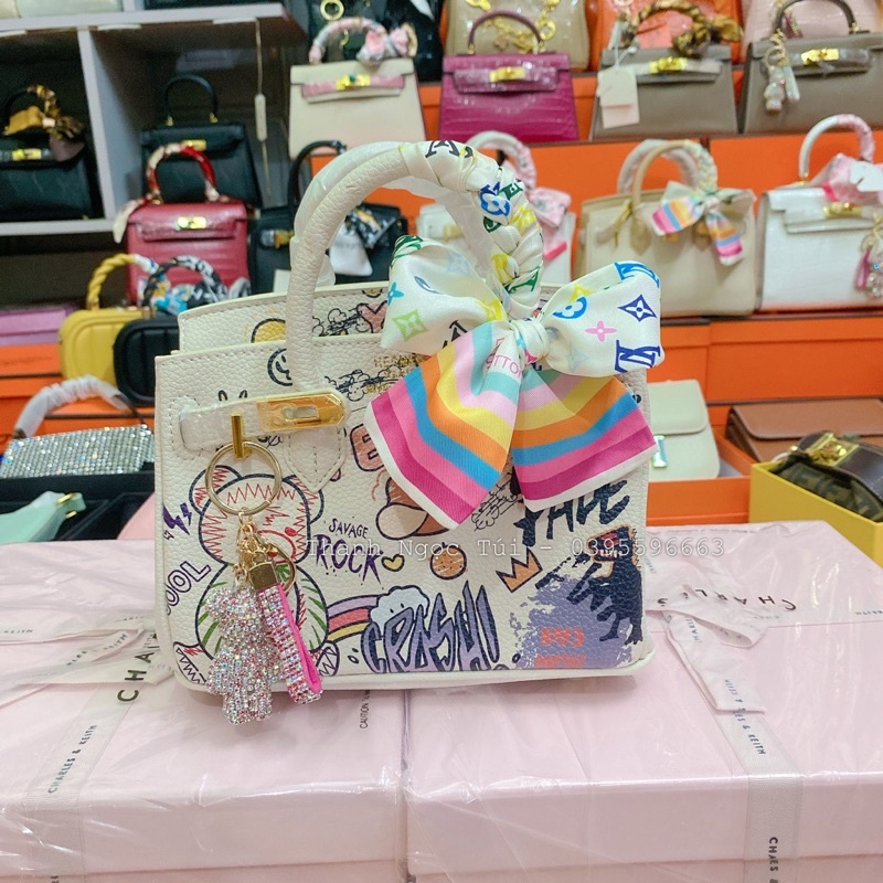Túi HM birkin size 20 hoạ tiết in chìm mới nhất 2022 full hộp kèm khăn