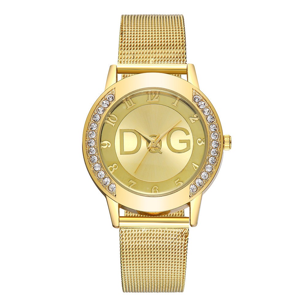 Đồng hồ đeo tay nữ, đồng hồ nữ dây kim loại D&amp;G máy Nhật cao cấp, sang trọng, không thấm nước
