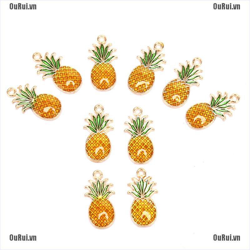 Set 10 Mặt Dây Chuyền Hợp Kim Tráng Men Hình Quả Dứa Dễ Thương