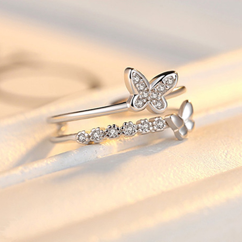 Nhẫn hở hình bướm đính đá zircon thời trang cho nữ