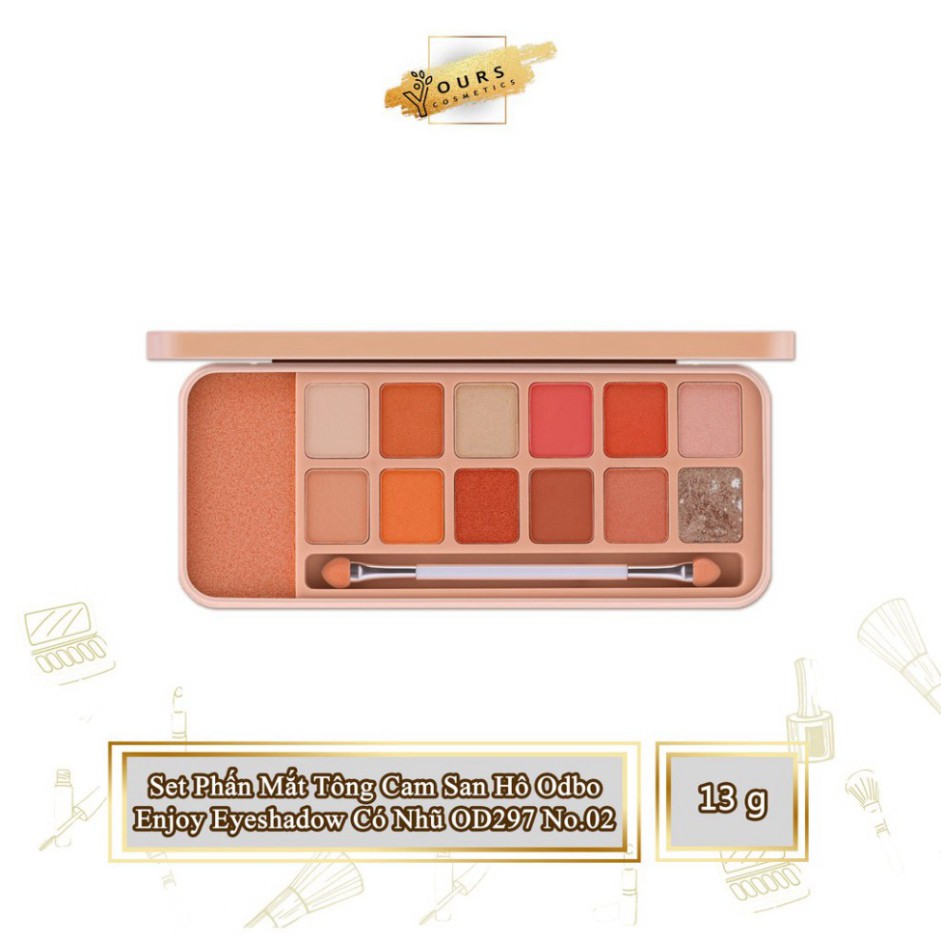 [Auth Thái] Bảng Phấn Mắt Tông Cam Đào Odbo Enjoy Eyeshadow Có Nhũ OD297 No.02 Q419