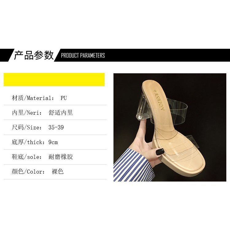 Dép Cao Gót Đế Pha Lê Trong Suốt Chống Thấm Nước Thời Trang Mùa Hè 2022