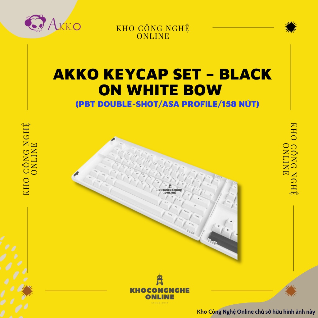 AKKO Keycap set – Black on White BoW (PBT Double-Shot/ASA profile/158 nút)