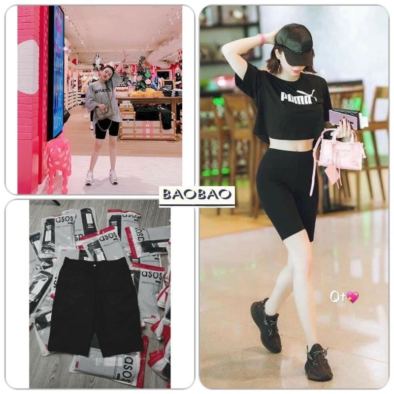 Quần Legging Lửng Ôm Body Basic - BaoBao.Clothing [FREESHIP] - Skinny short màu đen trơn dáng ôm nữ Ulzzang