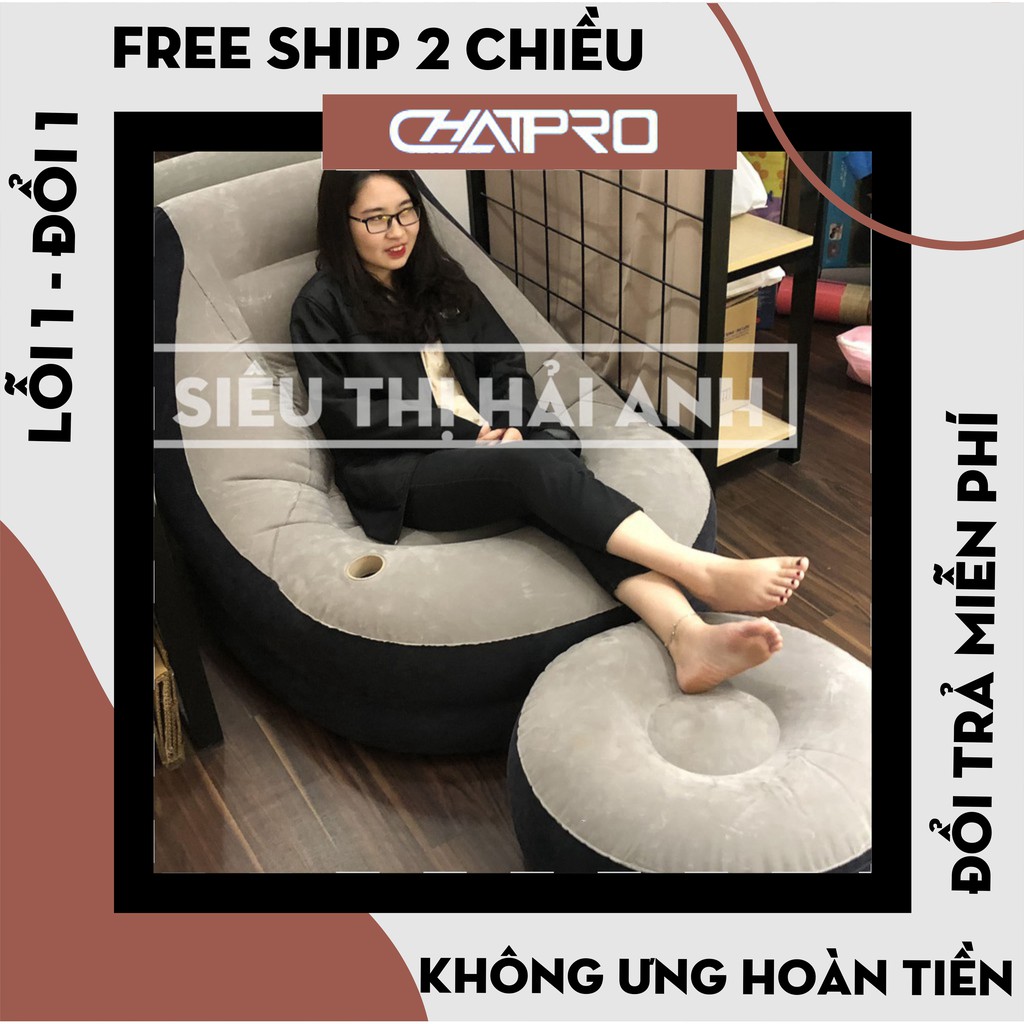 Ghế hơi cao cấp có đệm hơi lót chân tặng kèm bơm điện