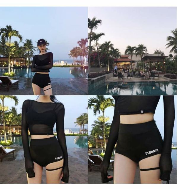 Bikini đi biển 3 mảnh, áo croptop quần cạp cao, hot hit | BigBuy360 - bigbuy360.vn