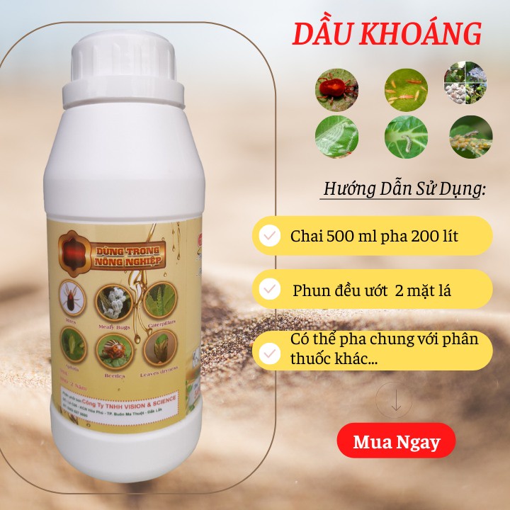 DẦU KHOÁNG 500ML: PHÒNG NGỪA SÂU, NHỆN, BỌ TRĨ, RỆP SÁP…CÔN TRÙNG CHÍCH HÚT