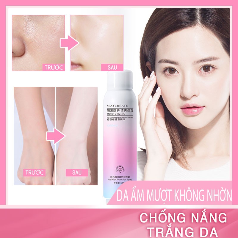 [TikTok/Chính Hãng] M'AYCREATE Xịt Chống Nắng Làm Sáng Da Dưỡng Ẩm Chống Nắng Chiết Xuất Từ Trái Lựu 150ml