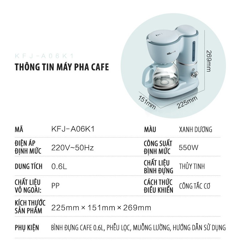 Máy Pha Cafe Nhỏ Giọt Bear KFJ-A06K1 - Home and Garden