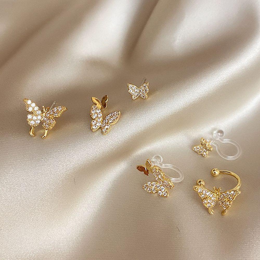Khuyên Tai Dạng Kẹp Hình Bướm Bằng Kim Loại Sáng Bóng