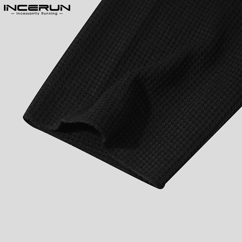 Áo Dệt Kim INCERUN Cổ Tròn Màu Trơn Dài Tay Đơn Giản Cho Nam