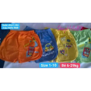 Quần short viền màu Hello B&B đủ size 1-10 cho bé trai từ 6kg-29kg