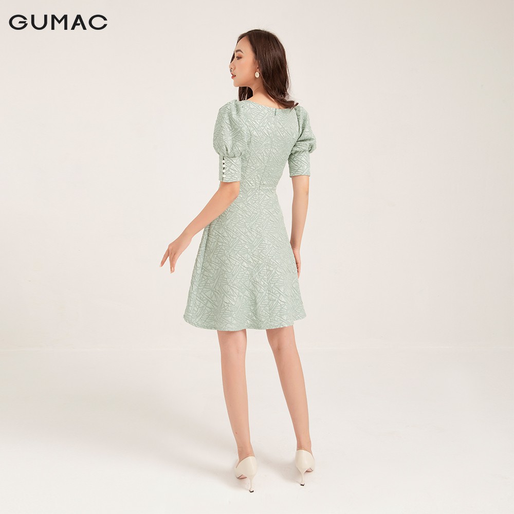 Đầm ôm nữ GUMAC vải gấm cao cấp, thiết kế thời trang màu xanh DB1167 | BigBuy360 - bigbuy360.vn
