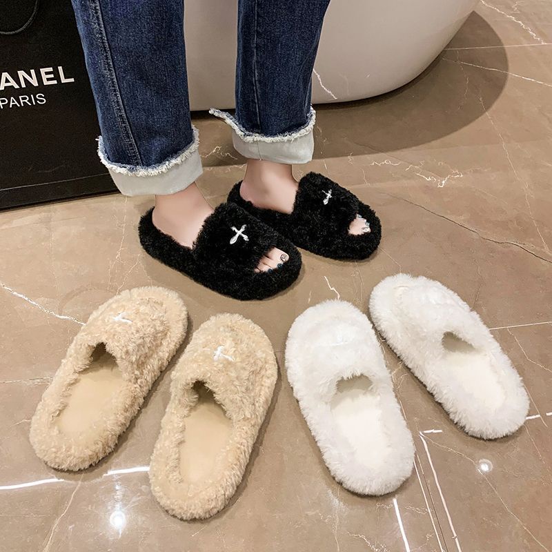 Dép Bông Đi Trong Nhà Đế Dày Chống Trượt Phong Cách Thu Đông Dễ Thương Cho Nữ