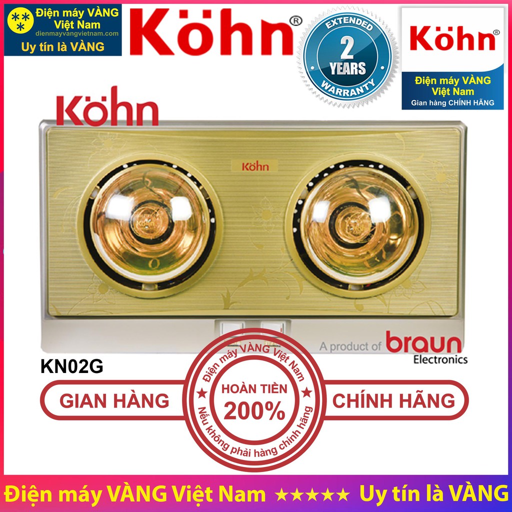 Đèn sưởi nhà tắm Kohn KN02G KN03G KP02G KP03G KU02PG KU03G K150 KH01 - Hàng chính hãng