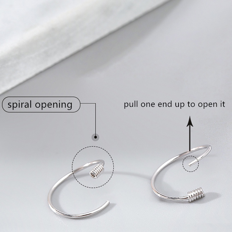 2 Khuyên Tai Tròn Xoắn Ốc Bằng Thép Titan Không Thấm Nước Màu Đen Unisex