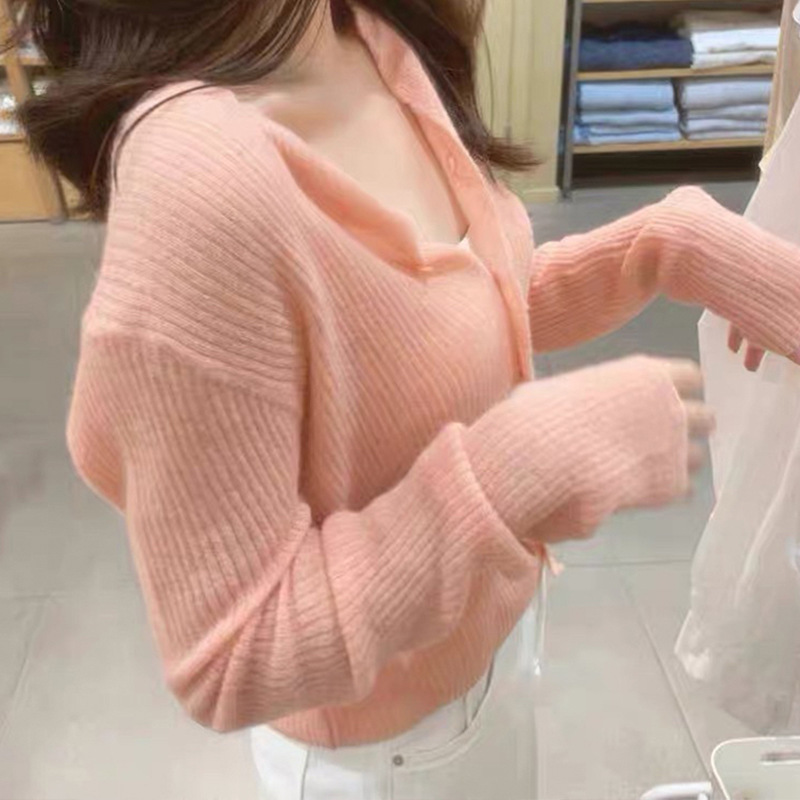 Áo Khoác Cardigan Màu Hồng Họa Tiết Quả Đào Xinh Xắn Thời Trang Xuân Thu 2020