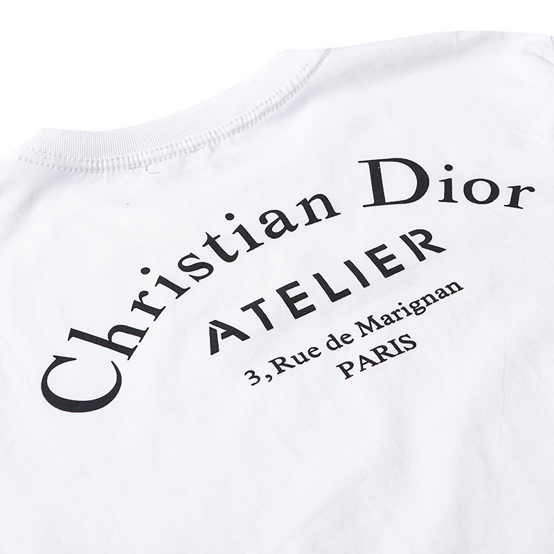 Áo thun cotton tay ngắn in logo Dior phong cách cổ điển thời trang xuân hè cho cặp đôi
