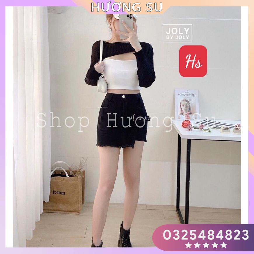 Set Áo Croptop BoZip cut out Kèm Áo Hai Dây - Hương Su