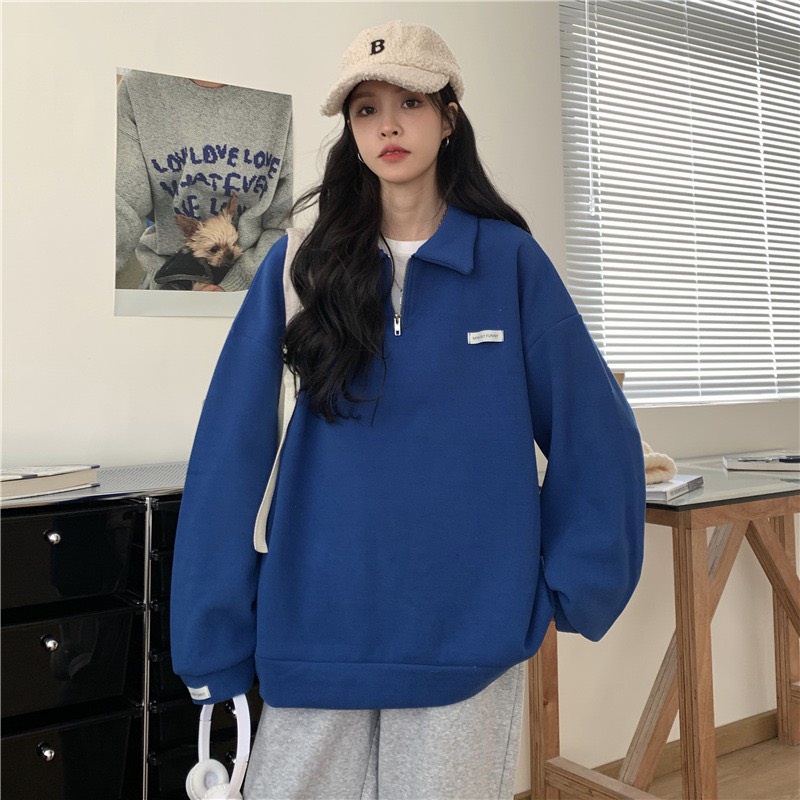 Áo sweater nữ cổ bẻ dáng polo khóa cổ kim loại cao cấp Mophus MH010