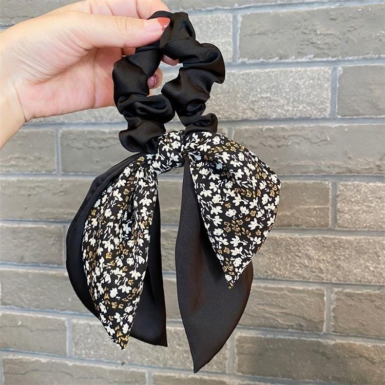 Dây buộc tóc ruy băng họa tiết hoa thắt nơ phong cách Hàn Quốc cho nữ