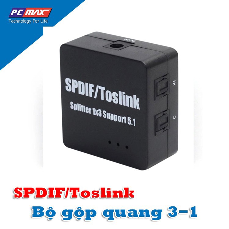 Bộ gộp quang 3 vào 1 SPDIF Optical Audio Switcher 3x1 with Remote Control Digital TOSLINK Switch Box PCM-GQ301