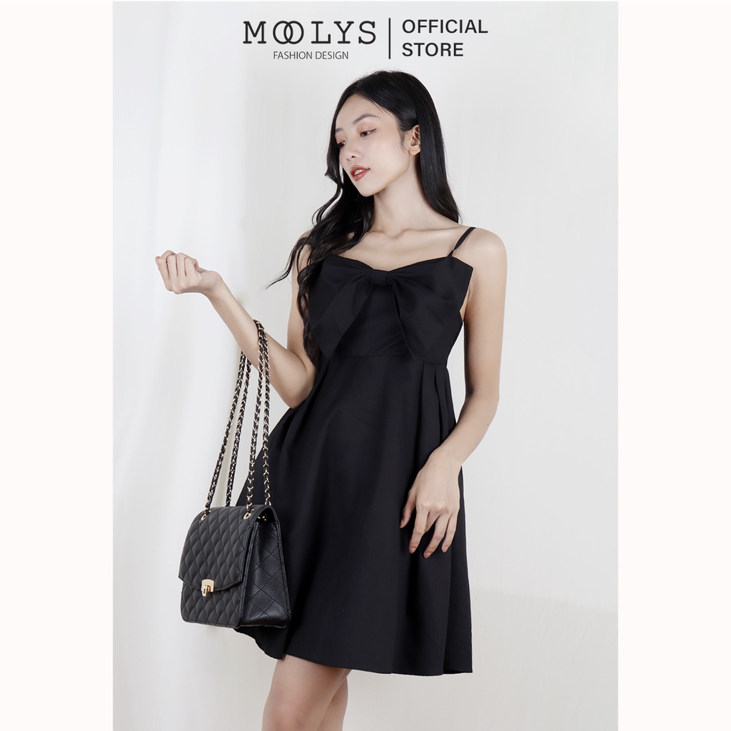 Đầm hai dây đính nơ dễ thương hot trend Moolys MD007