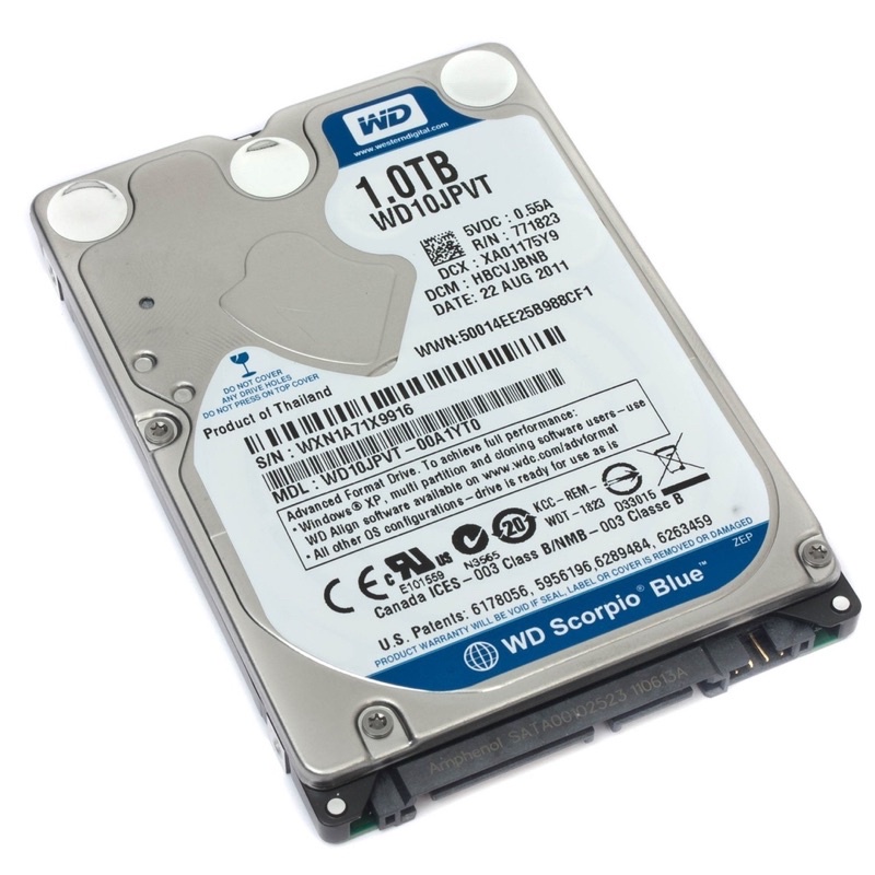 HDD Laptop 1.0TB hàng bóc máy sức khoẻ 100% . Hãng Western, Hitachi,Seagate,Toshiba