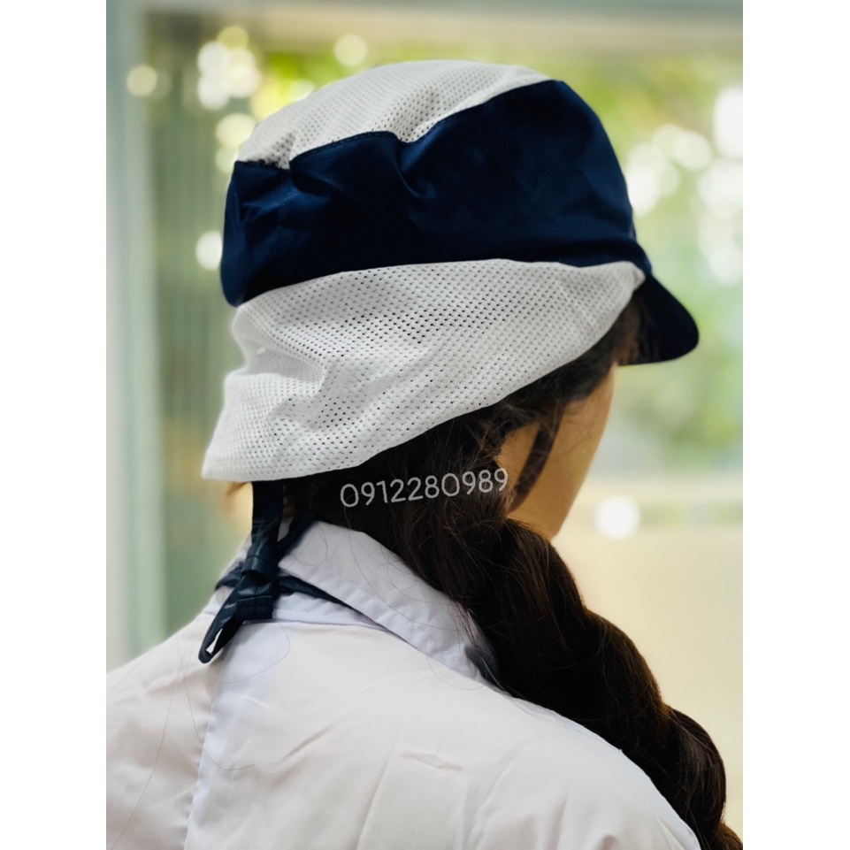 Tạp dề yếm chống thấm nước màu xanh đen, tạp dề thủy sản _ Hình chụp thật