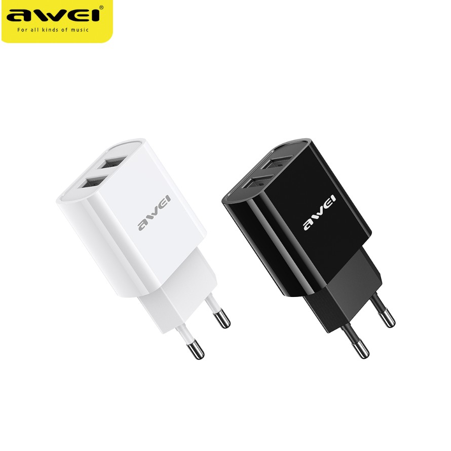 Awei C3 5V/2.1A Fast Charger With Dual USB Port Power Adapter