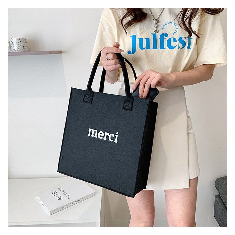 Túi Tote Nữ Quai xách Hàn Quốc In chữ MERCI trẻ trung thời trang