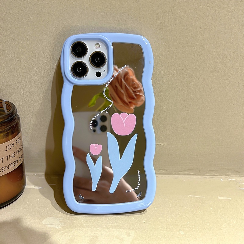 Ốp lưng iphone Ốp Điện Thoại Họa Tiết Ren Hoa Tráng Gương Cho iphone 11 / 12 / x / 8plus / 13Pro Dinuo case