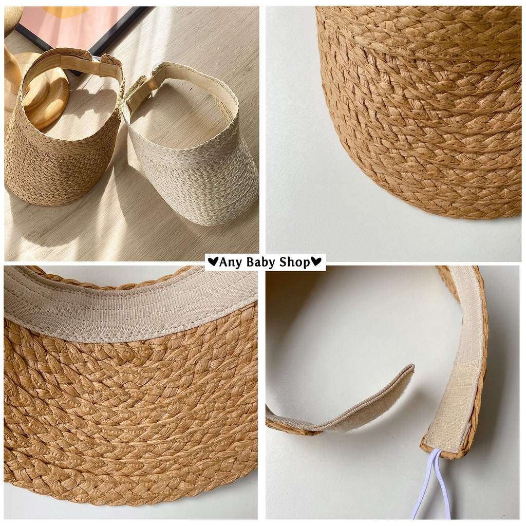 Mũ cói lục bình đi biển nửa đầu cho mẹ và bé 2 màu cực xinh(hàng có sẵn) ❣❣