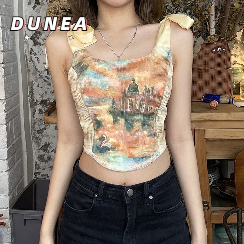 DUNEA Women's New Umbilical Strap Printing Camisole