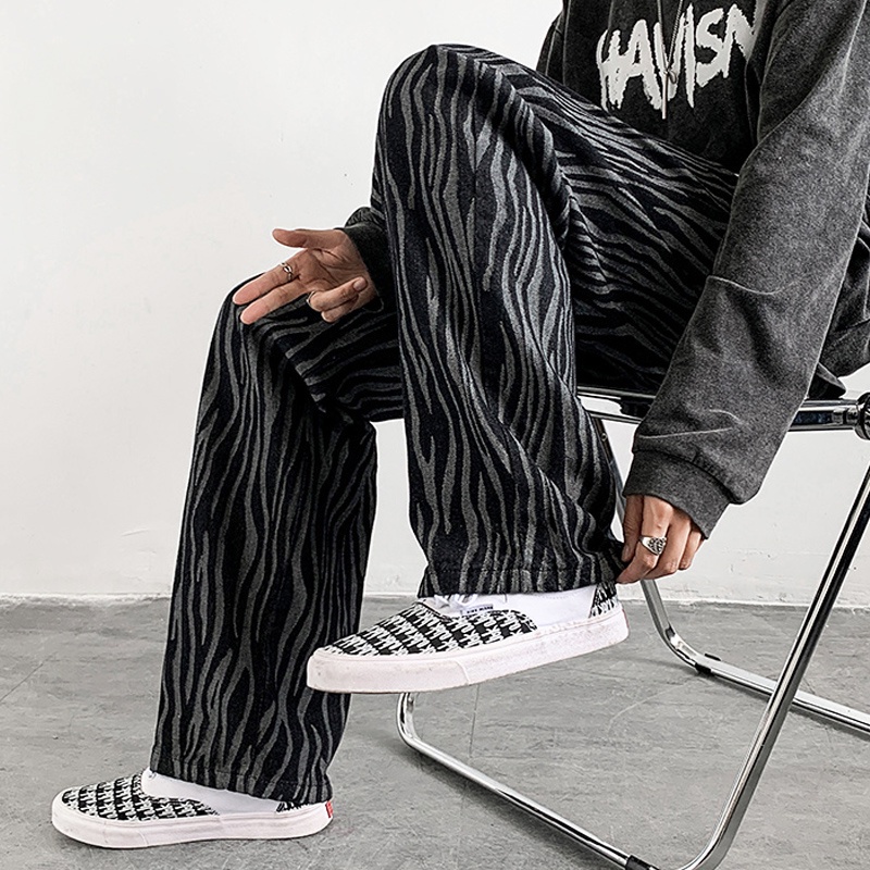 Quần baggy ống rộng họa tiết ngựa vằn phong cách hip hop thời trang cho nam