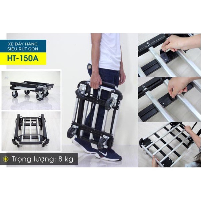 Xe đẩy hàng 4 bánh siêu rút gọn ADVINDEQ HT-150A