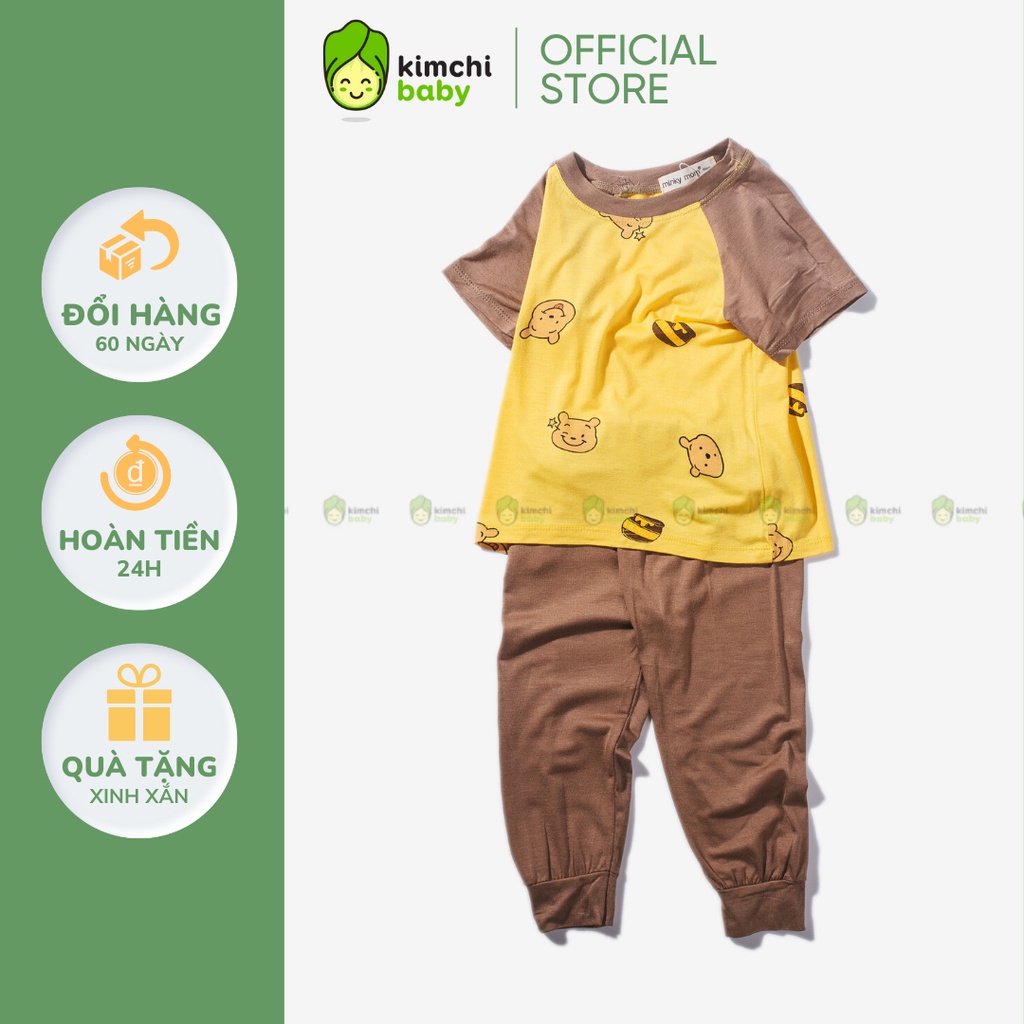 Bộ Thun Lạnh Dài Tay Cho Bé Gái, Bé Trai Minky Mom Hoạ Tiết Khủng Long Giáp Lăng, Bộ Quần Áo Cho Bé Mặc Nhà MKMTD2202
