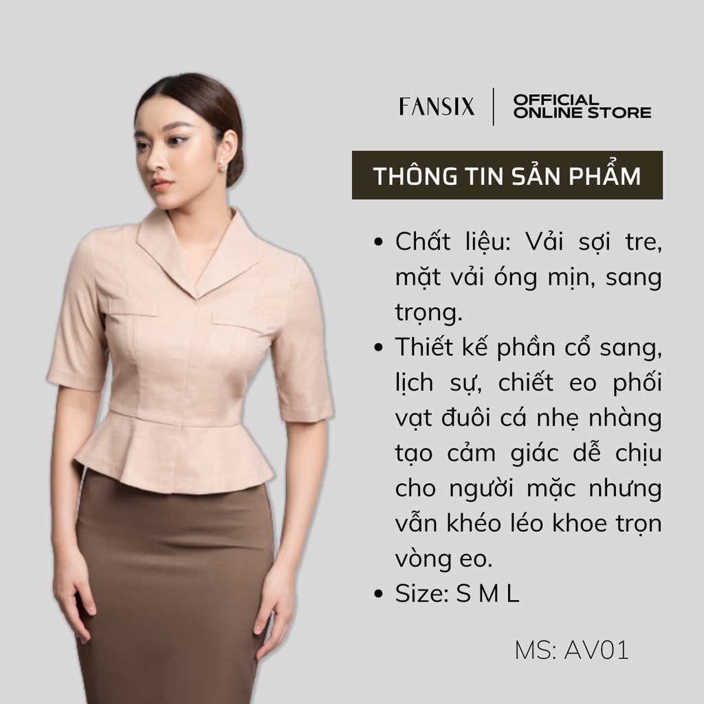 Áo sơ mi nữ cổ Vest FANSIX - AV01 vải sợi tre óng mịn, sang trọng | BigBuy360 - bigbuy360.vn