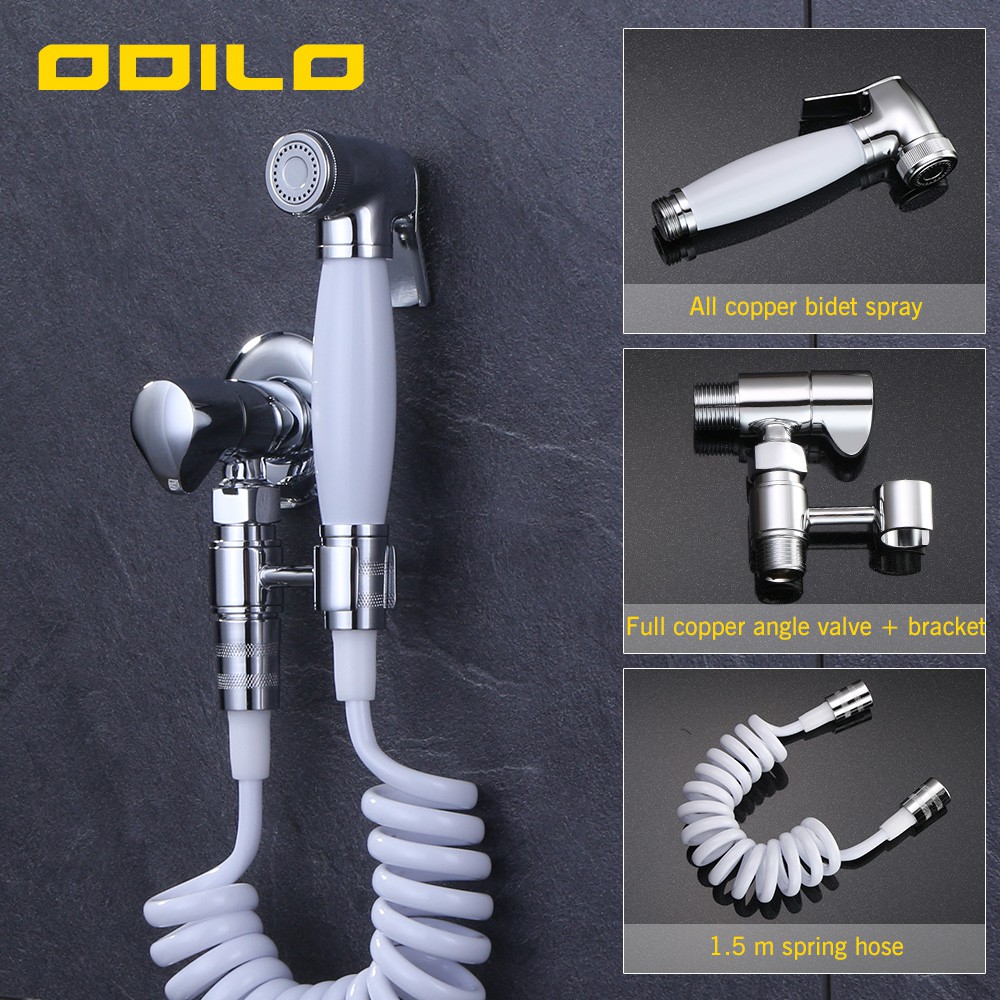 ODILO Bộ Vòi Xịt Nước Toilet 4 Trong 1 Bằng Đồng Thau Chrome Shattaf