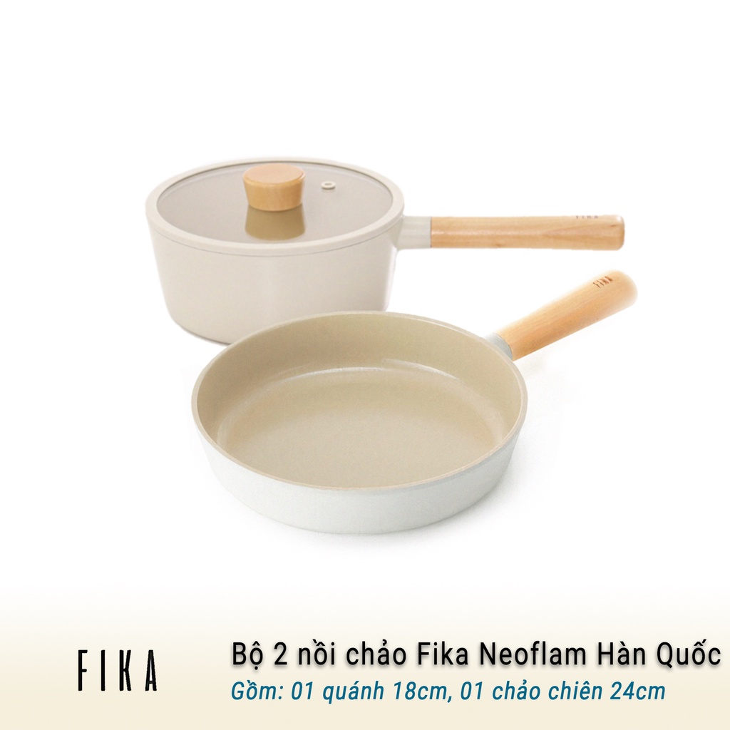 [HÀNG CHÍNH HÃNG] Bộ 2 nồi, chảo chống dính bếp từ FIKA NEOFLAM Hàn Quốc, Nồi sâu (quánh)18cm, Chảo chiên 24cm