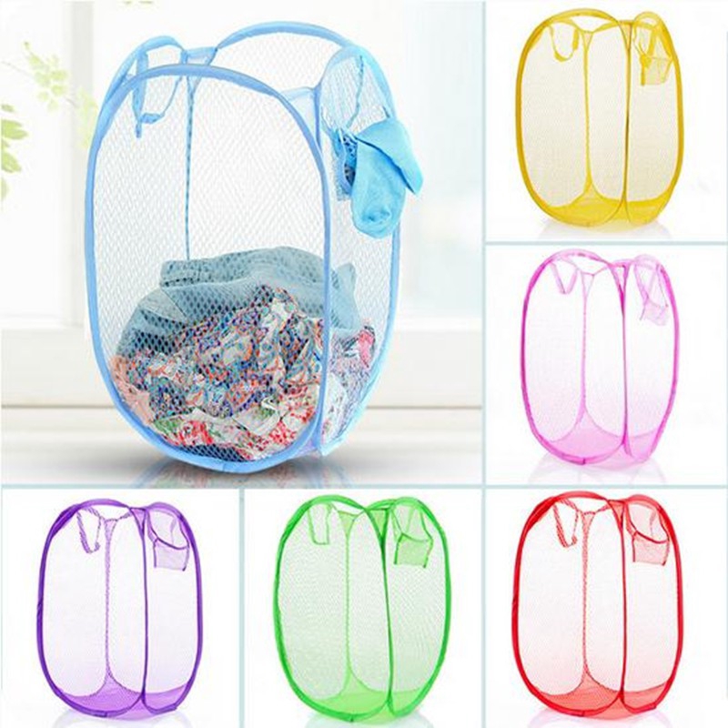 Color mesh folding bag-laundry basket.