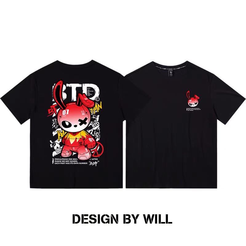 ÁO THUN THỎ BAD RABBIT ĐỎ SIÊU NGẦU  CHÂT mền mịn Unisex cao cấp ẢNH THẬT