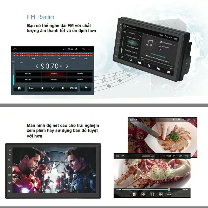 Màn hình Androi ô tô 7 inch wiffi -1G RAM-16G ROM