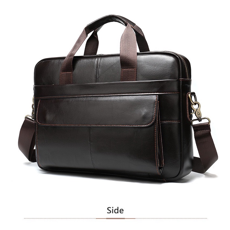 Túi xách cặp da đựng laptop da bò T35 38.5x26x7cm vừa laptop 14inch (Nâu) | BigBuy360 - bigbuy360.vn