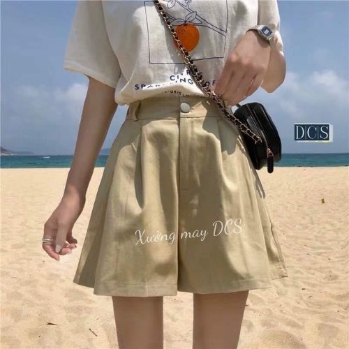 Quần đùi ngố kaki trơn cạp cao Xưởng May DCS ulzzang phong cách hàn quốc đơn giản dễ phối đồ