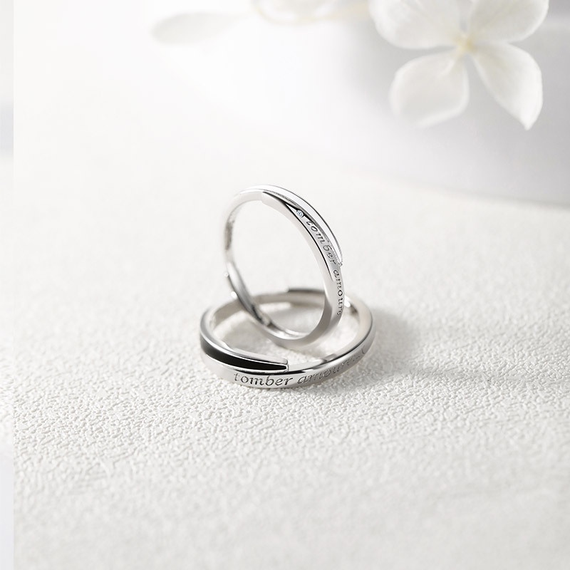 Nhẫn Cặp Khắc Chữ Thiết Kế Đơn Giản Thích Hợp Làm Quà Tặng Cho Cặ