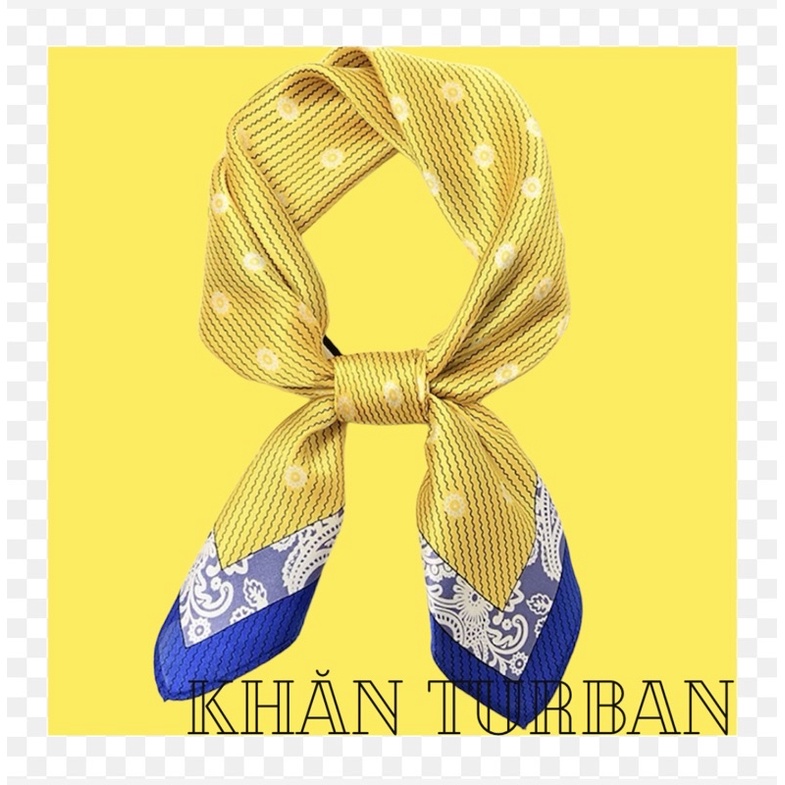 Khăn turban lụa vuông cột cổ áo thanh lịch size 58x58cm