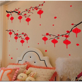 Decal Dán Tường Lồng Đèn Hoa Tết